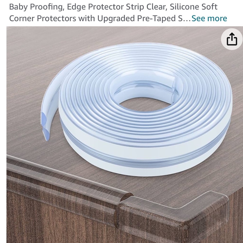 Baby Proofing Edge Protector Strip Clear Silicone Soft Corner Protectors Taped